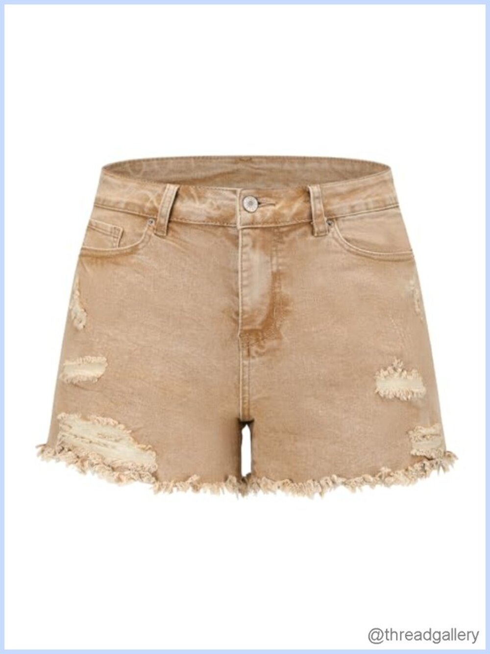 Mid Rise Ripped Stretchy Denim Jean Shorts Frayed Raw Hem Casual Summer